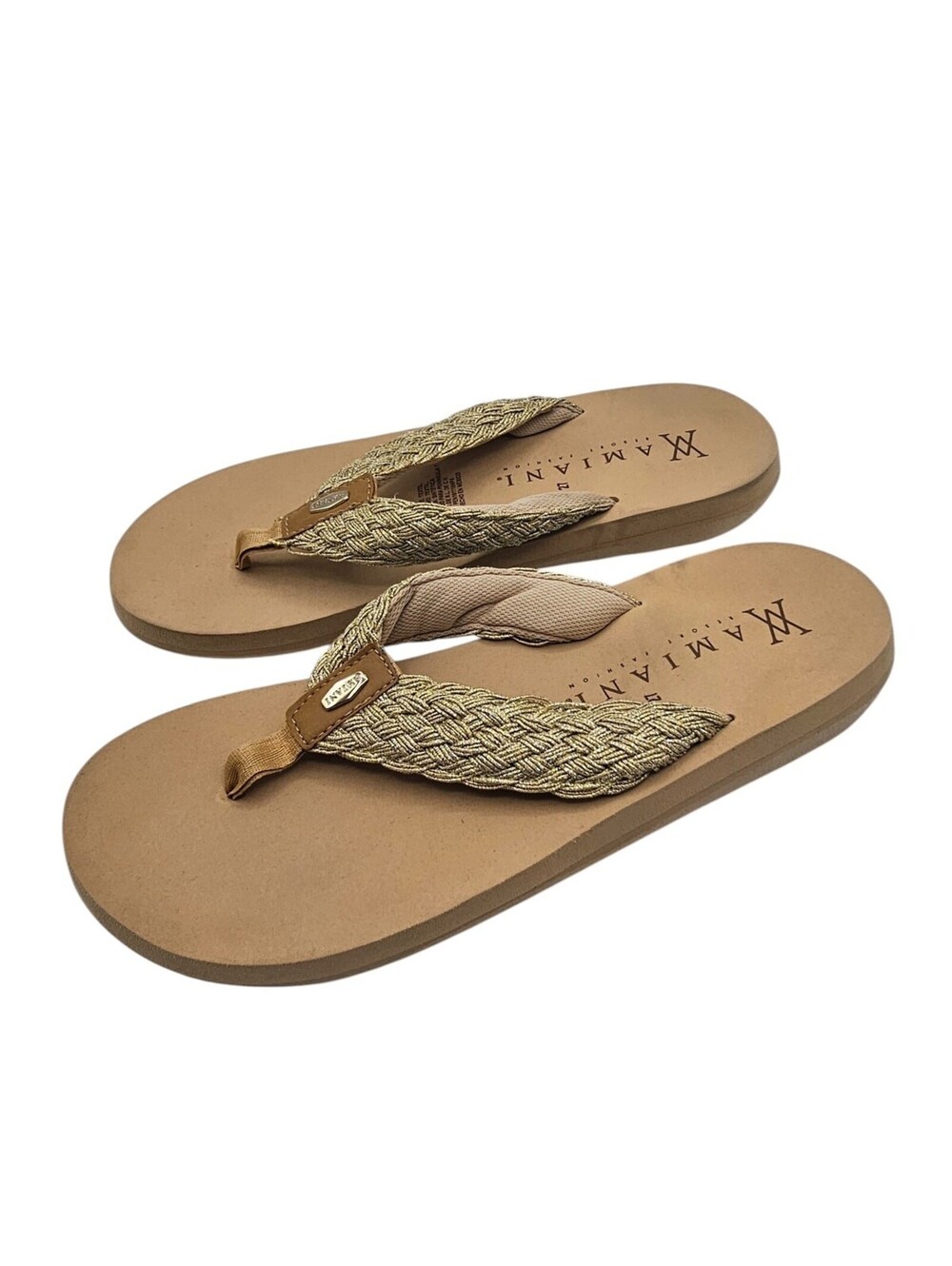 Amiani Resort Wear Womens Sz 27 (US 10.5) Slip On Flip Flop Sandals Beige - Picture 3 of 7